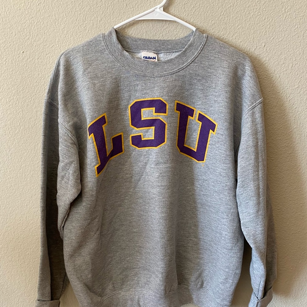 Grey LSU crew neck sweatshirt